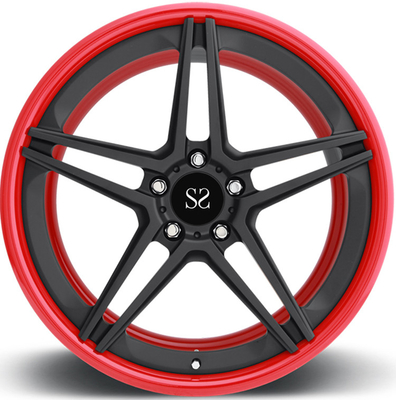 21 inch 9.5J Vành hợp kim 2 PC tùy chỉnh cho Ferrari 458 Speciale Red Gloss Black Forged Wheels