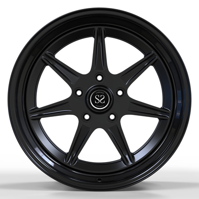 19 inch Matte Black 2 Piece Forged Wheels Disc Gloss Black Lip For Luxury Porsche