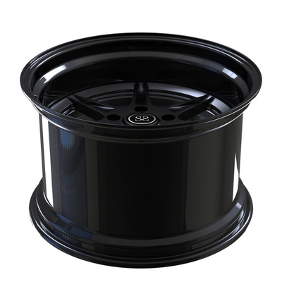 19 inch Matte Black 2 Piece Forged Wheels Disc Gloss Black Lip For Luxury Porsche