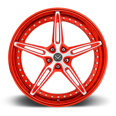Bánh xe rèn 3 mảnh màu đỏ tùy chỉnh cho vành xe hợp kim Ferrari 22&quot;