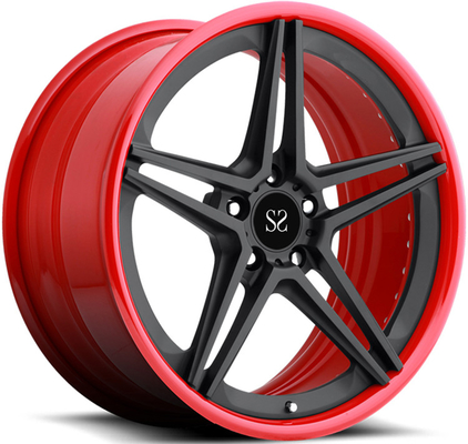 21 inch 9.5J Vành hợp kim 2 PC tùy chỉnh cho Ferrari 458 Speciale Red Gloss Black Forged Wheels
