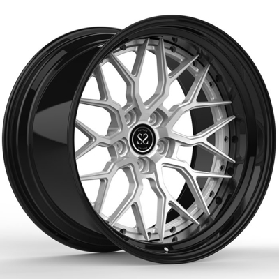 Đen bạc tùy chỉnh 2 PC Vành rèn 6061-T6 Nhôm so le 20 inch 5x112 Bolt