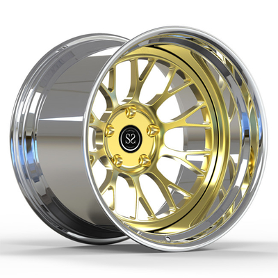 Deep Dish Gold 2 mảnh Bánh xe rèn Bánh xe được đánh bóng Độ lệch âm 19X12j Vành Porsche Gt4