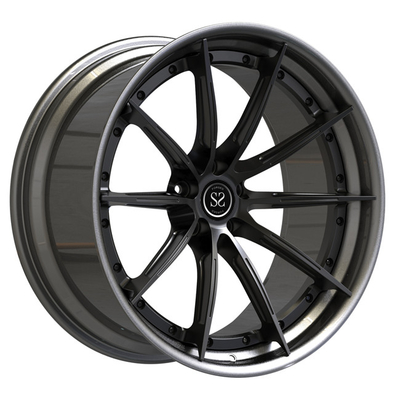 Bánh xe rèn 2 mảnh được đánh bóng 19 inch Nan hoa màu xám so le cho Volkswagen Stepped Lip Rims