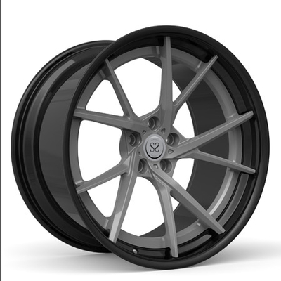 Matte Gun 2 mảnh Bánh xe rèn Nan hoa kim loại 20 inch Xoay Satin Black Lips Rims