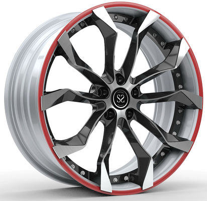 Camaro Z28 1995  Vành đúc 2 mảnh tùy chỉnh, 18x9 và 18x11, Đen bóng, Mặt trắng, Vòng đỏ