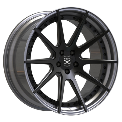 20x10 Nhôm 2 mảnh Bánh xe rèn T6 Trung tâm Mờ Màu đen Thùng được đánh bóng