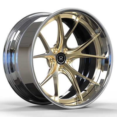 20 inch 20x11 Hợp kim đánh bóng 2 mảnh Bánh xe vàng rèn chải bóng S5