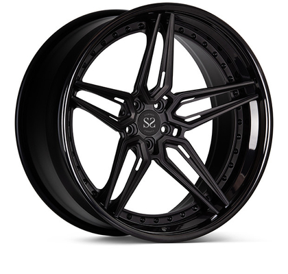 Bánh xe rèn kiểu Vossen 3 mảnh 19 inch Màu đen bóng cho vành xe sang trọng